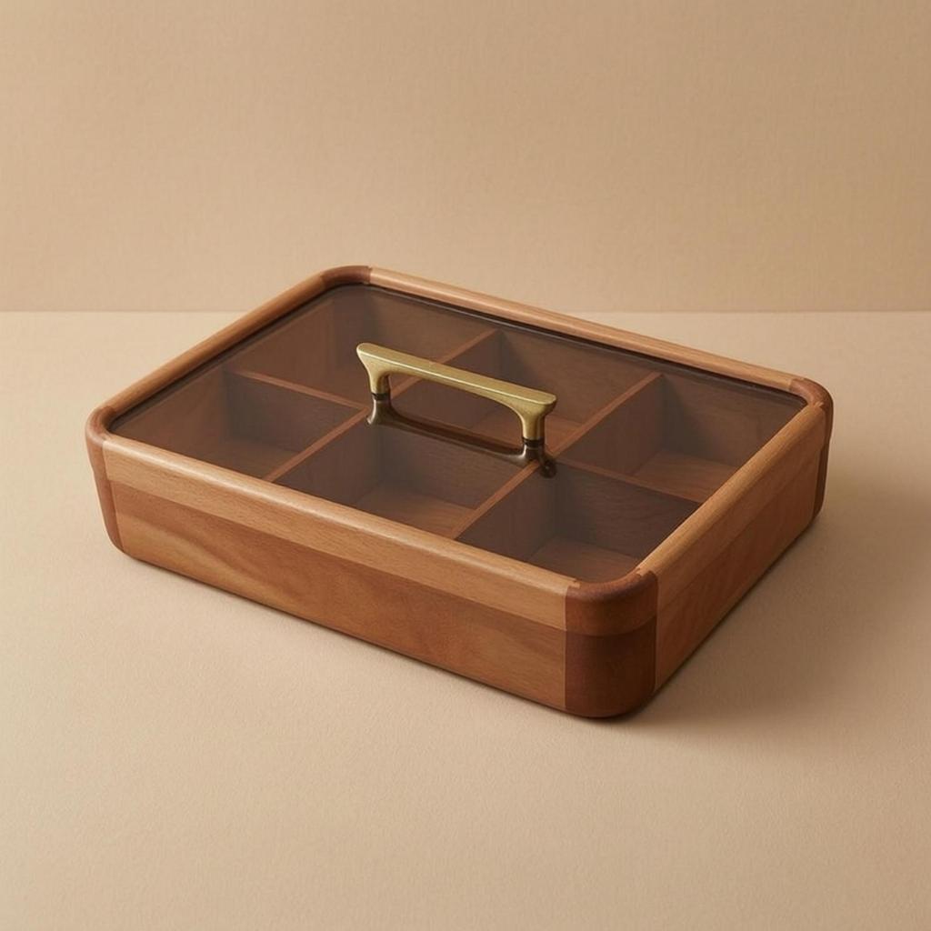 Divided Serving Tray with Lid and Handle Clear Snack Container