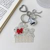 Cute Bow Cat Keychain Acetic Acid Animals Bag Pendant Creative Acetate Comb Pendant  Backpack Decor