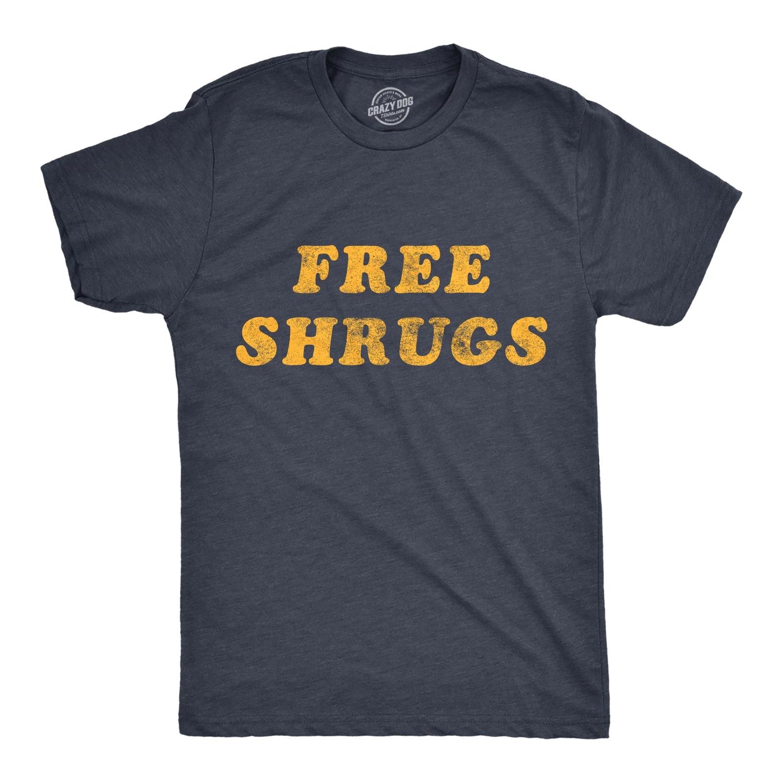 Mens Free Shrugs T Shirt Funny Introvert Hugs Sarcastic Novelty Graphic Tee XXXL