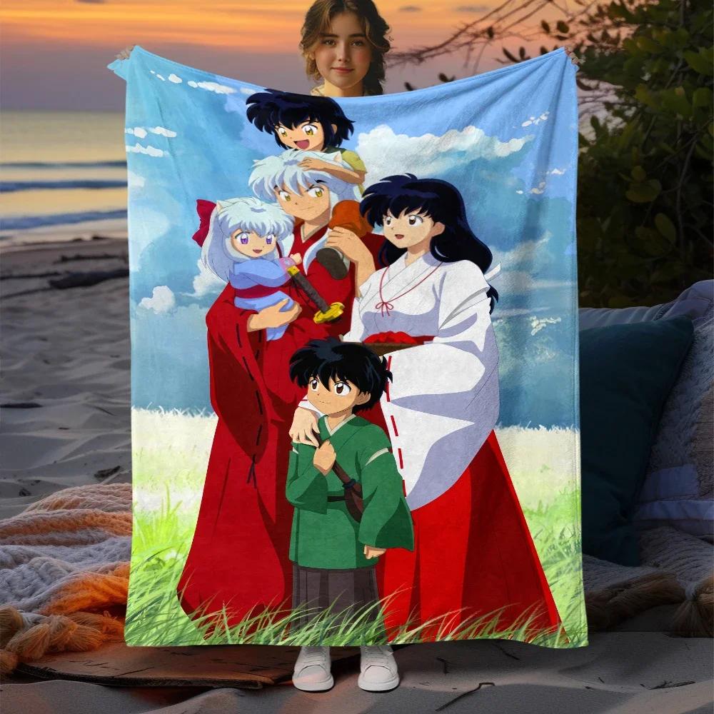 Inuyasha Cartoon Printing Blanket Large Sofa Soft Warm Flannel Throw Blanket Camping,Outdoors,Picnic,Travel,Airplane Blanket.