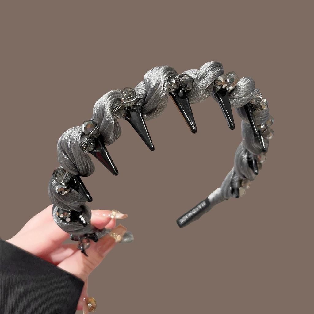 High-End Women's Bow Headband with Teeth - 2025 Face Washing & Hair Pressing Accessory