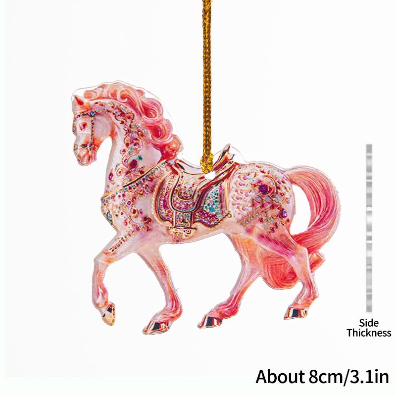 2D Acrylic Horse Pendant Christmas Tree Ornament New Year Decoration Navidad Party Decoration Xmas Ornament Charms Supplies