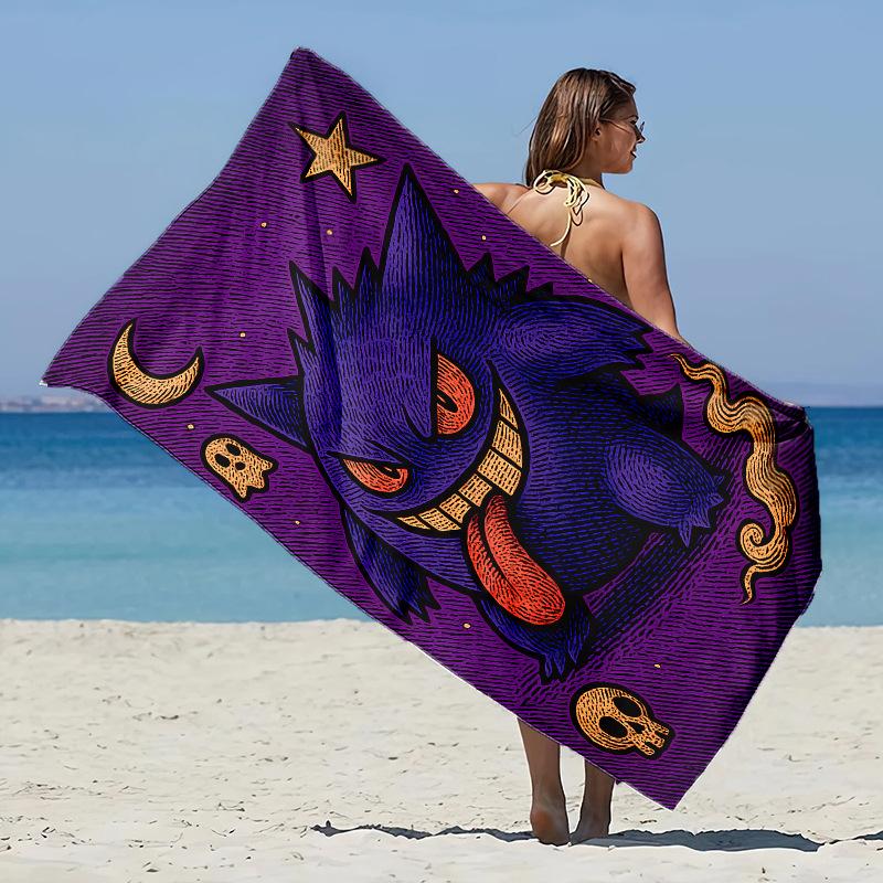 Children'S Bath Towel Gengar Towel Theme Beach Blanket Quick Dry Soft Swimming Towel For Beach Pool Bathyoga