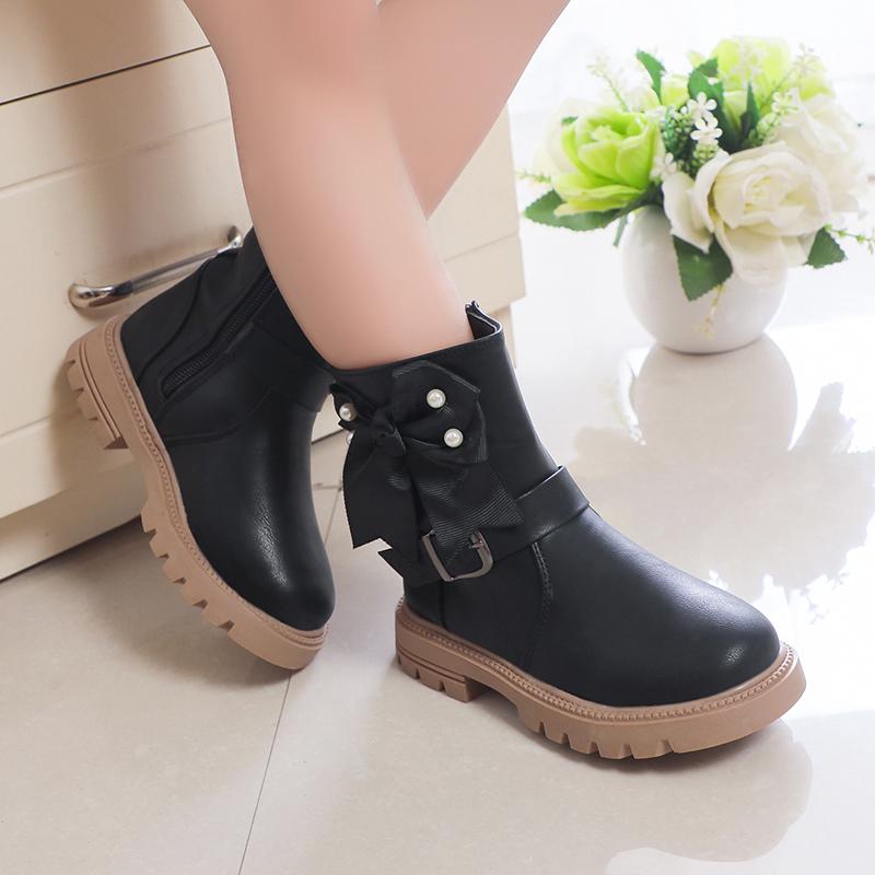 Dziewczęce Kalosze Dziecięce Modne Buty Kokarda z Metalową Klamrą Boczny Zamek Gumowa Podeszwa Jesień Zima 2024 Nowe Słodkie Słodkie