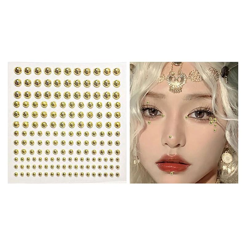 165/180Pcs Fake Nose Studs Crystal Rhinestones Stick On Body Gems No Piercing Decor For Face Lip DIY Festival Accessories