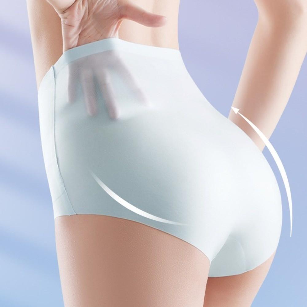 Shapewear Thin Ice Silk Panties High Waist Briefs Butt Lifter Underpants  Lady