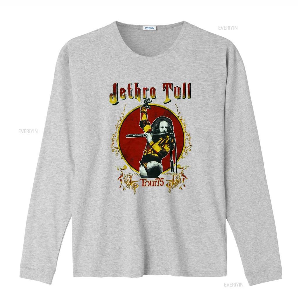 Jethro Tull Tour 75 Print T Shirt Rock Band Fan  vintage Washed graphic Soft Comfortable homme Versatile Stylish Stretched