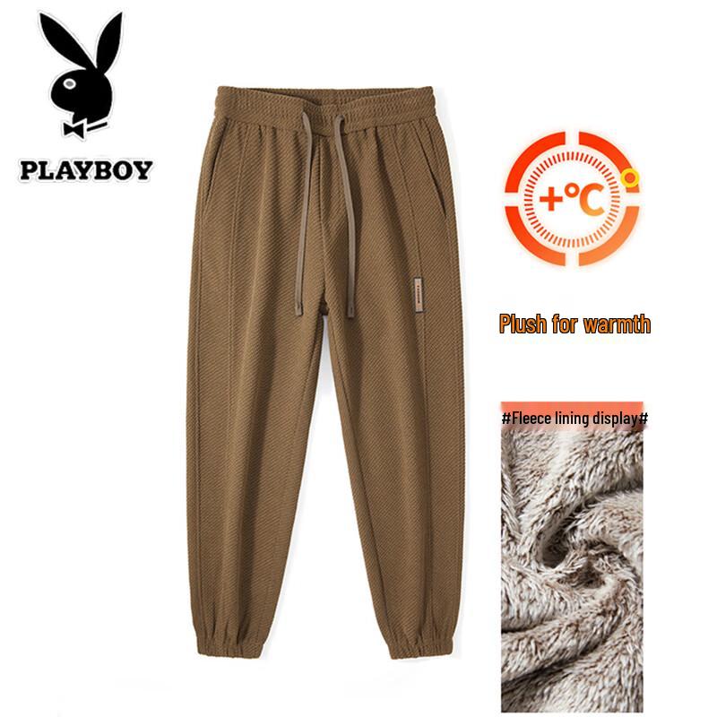 PLAYBOY Men's American Style Plush Loose Fit Sweatpants