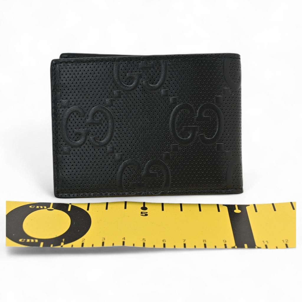 Auth GUCCI GG Embossed Bifold Wallet Leather Black 625559 gu9923ss