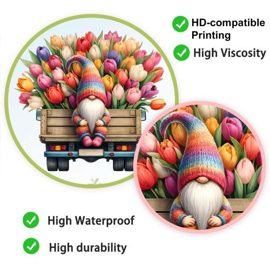 Tulip Gnome Window Sticker Waterproof Static Cling Window Decal Removable Window Sticker for Bathroom Kitchen Living Room Bedroom Decor