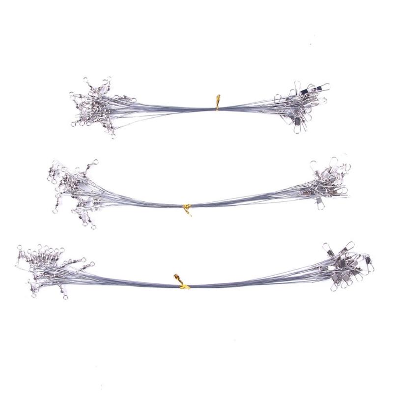 50 szt. Przypony z drutu wędkarskiego ze krętlikami i agrafkami, Przypony z drutu wędkarskiego ze stali nierdzewnej, Złącza agrafkowe