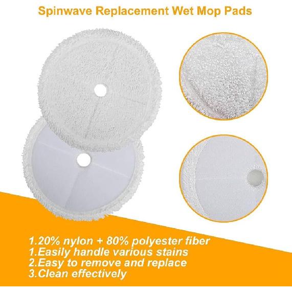 Steam Mops Pads Replacement for Bissell 3115 2859 Series SpinWave Wet and Dry Robot Vacuum Reusable Pad 6 Pack