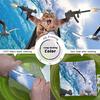 Funny Shower Curtain Cute Sea Cat Riding Shark Whale Cartoon Animal Creativity Kids Bathroom Decor Polyester Fabric Cloth Hooks