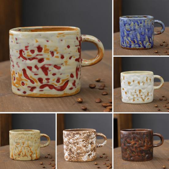 350ml Ceramic Mug Tea Coffee Cup Spiral Hemp Rope Vintage Office Mug Water Cup Household Decoration Handmade Gift Mug