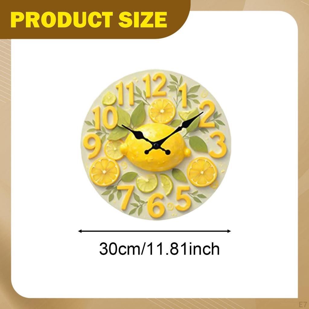 Relógio Decorativo Criativo Estiloso Silencioso Artístico Ornamento de Parede Silencioso para Sala de Jantar Cozinha