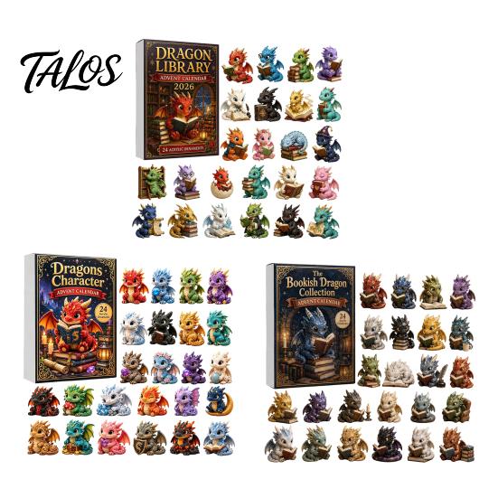 Surprise Daily Countdown Boxes Dragon Advent Calendar 2026, 24 Day Bookish Christmas with Lover Collections Mini Acrylic Dragons, Fantasy Book