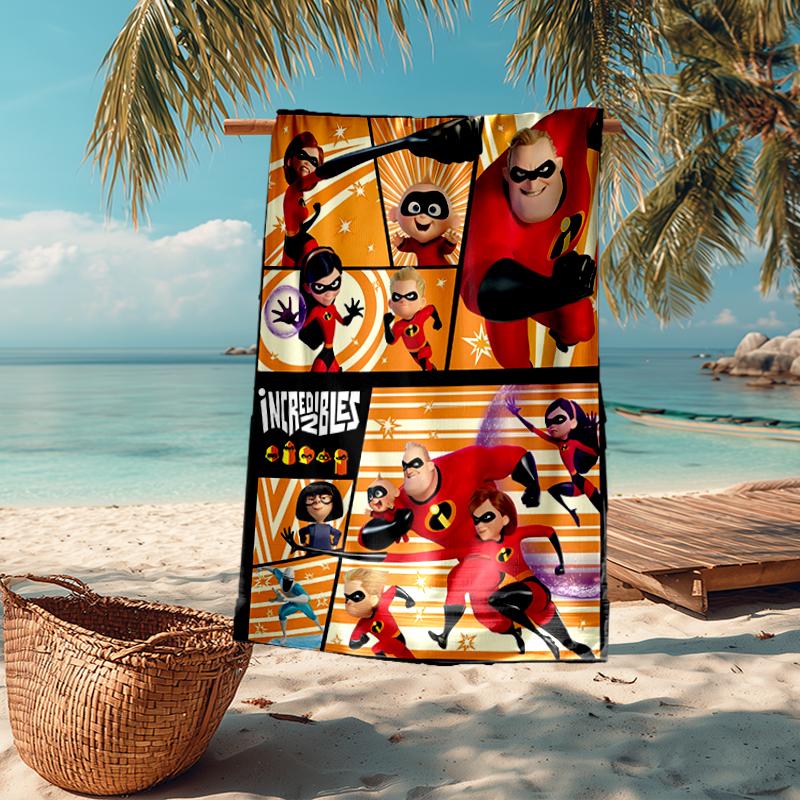 Ultra-Soft Beach Towel with The Incredibles Theme,Ideal for Pool - Camping, Diving - Perfect Travel Essential, Vibrant Beach Towel.