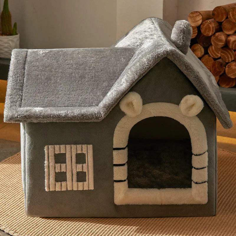 Foldable Dog House Kennel Bed Mat For Small Medium Dogs Cats Winter Warm  Nest Pet Products Basket Pets Puppy Cave Sofa