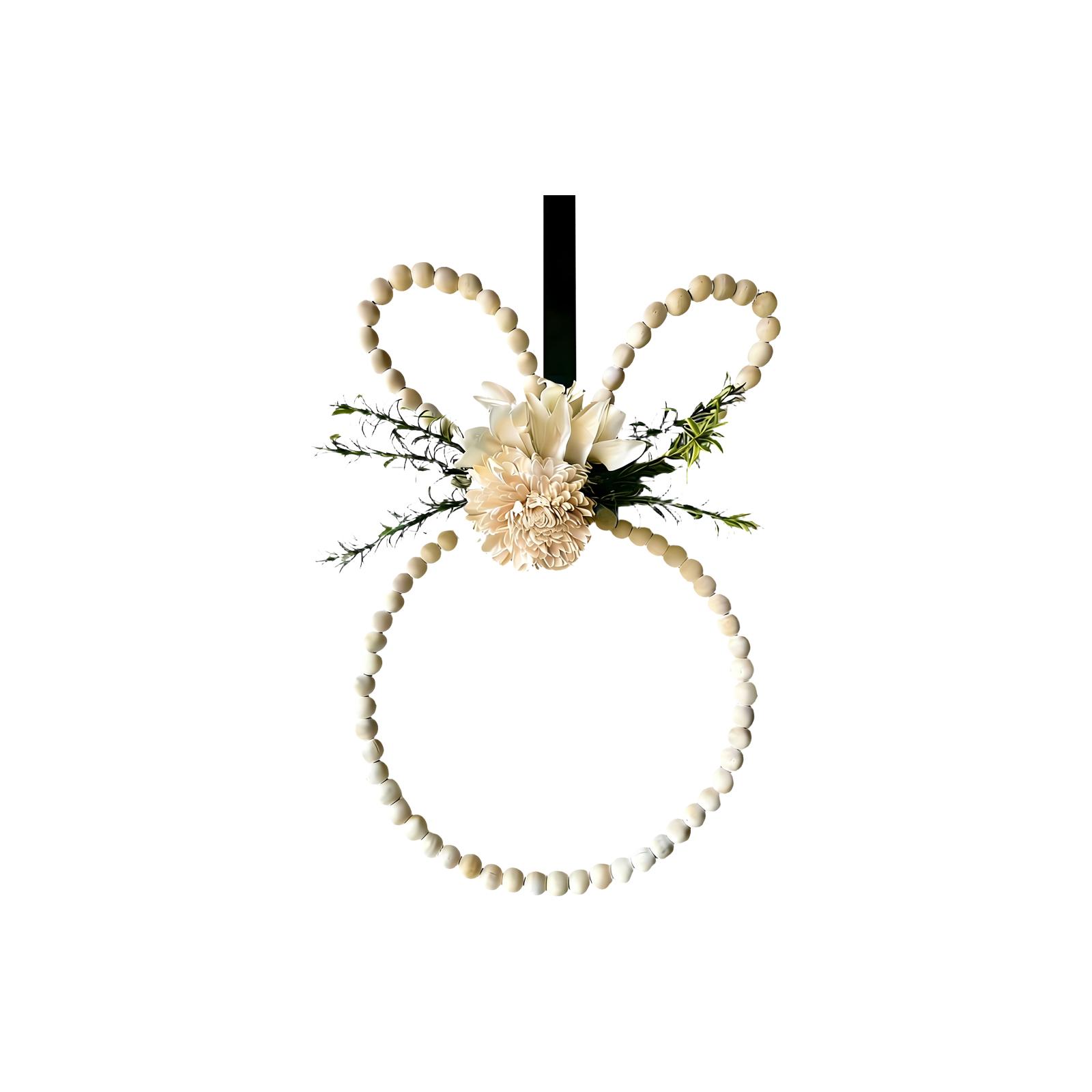 

Easter Bunny Wooden Bead Wreath Wall Decoration Holiday Decoration Outdoor Patio Hanging Item One Size