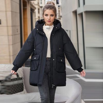 Women's Winter Medium-length Solid Color Korean Fashion Thickened Down Cotton Jacket Trend