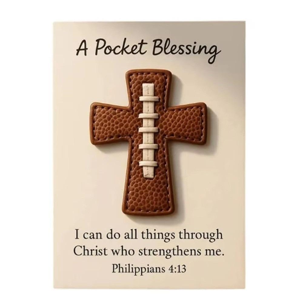 

Ручна Кишенька-Хрестик Кишенька-Благословення Розміром з Картку Бейсбольна Версія Хрестика DIY Ремесло Зняття Стресу Софтбольна Версія Хрестика коричневий