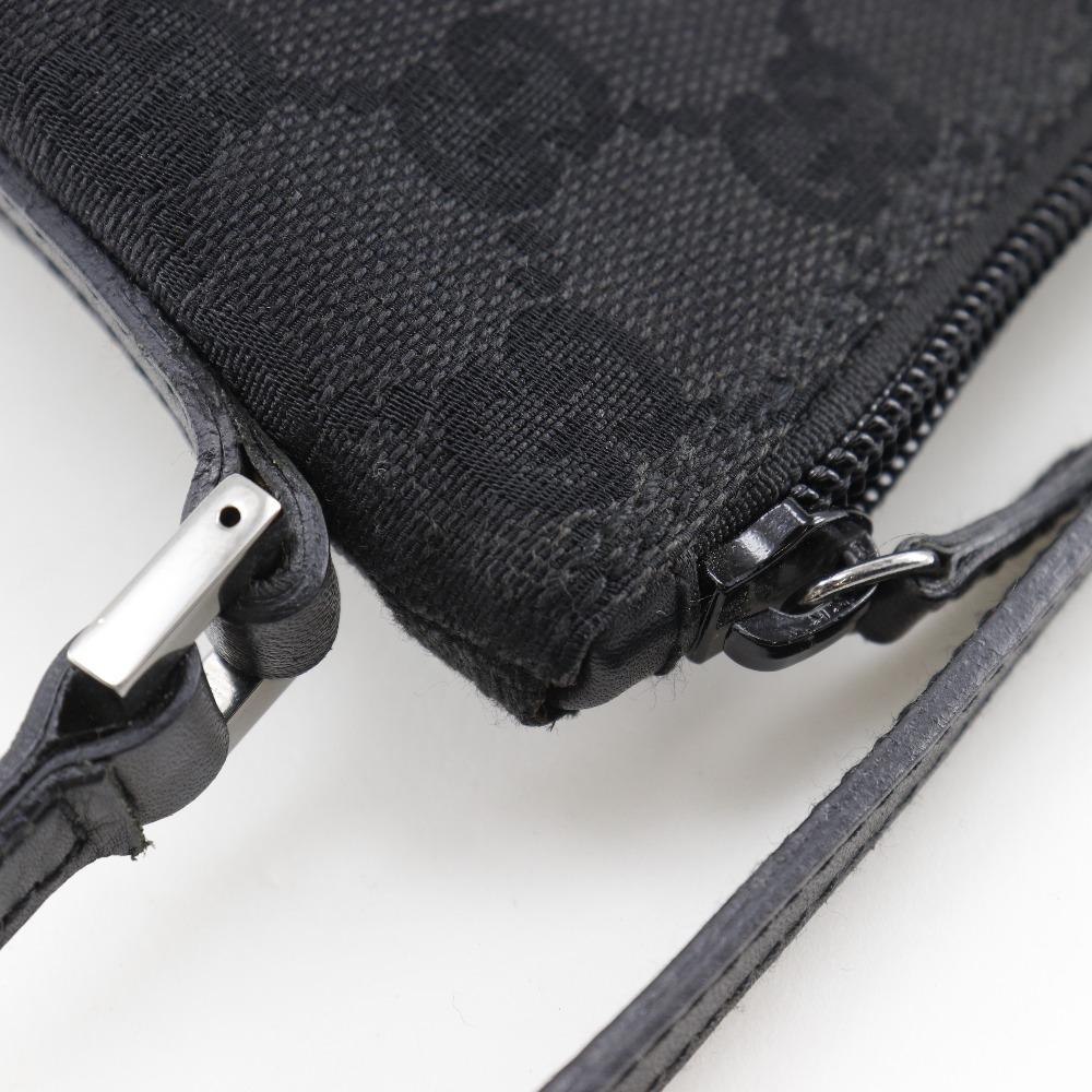 GUCCI Accessory pouch Pouch 07198 black GG canvas Women Used