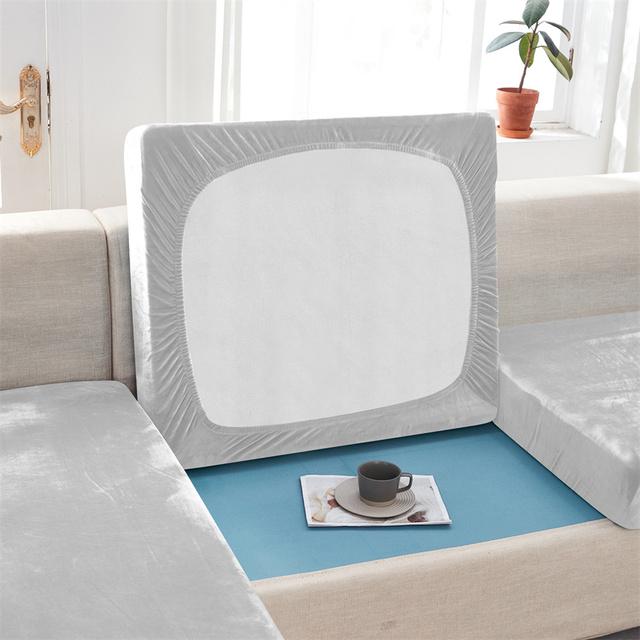 Solid Color Velvet Sofa Seat Cover Cushion Cover Thick Jacquard Soft Stretch Sofa Slipcovers Funiture Protector Living Room
