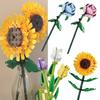 Rose Sunflower Tulip Building Blocks Toy Kids Gift Simulate Flowers Decor