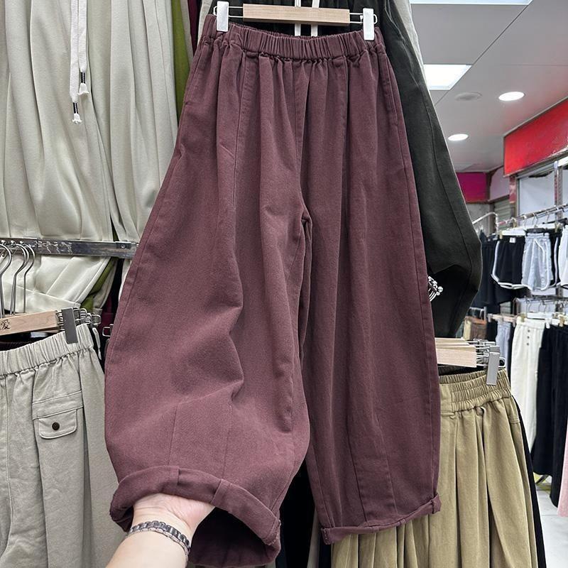

Plus Size Japanese Literary Wide Leg Pants for Women - 9/10 Length, Loose Fit, Slimming, Versatile 2XL for 70-80 kg