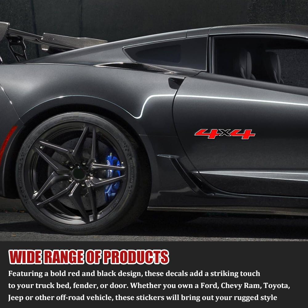 2PCS 4x4 Decals for Trucks, Car Stickers, Premium Series 4x4 Bedside Off Road Replacement Decals, Auto Exterior Decoration Accessories for 2014-2018