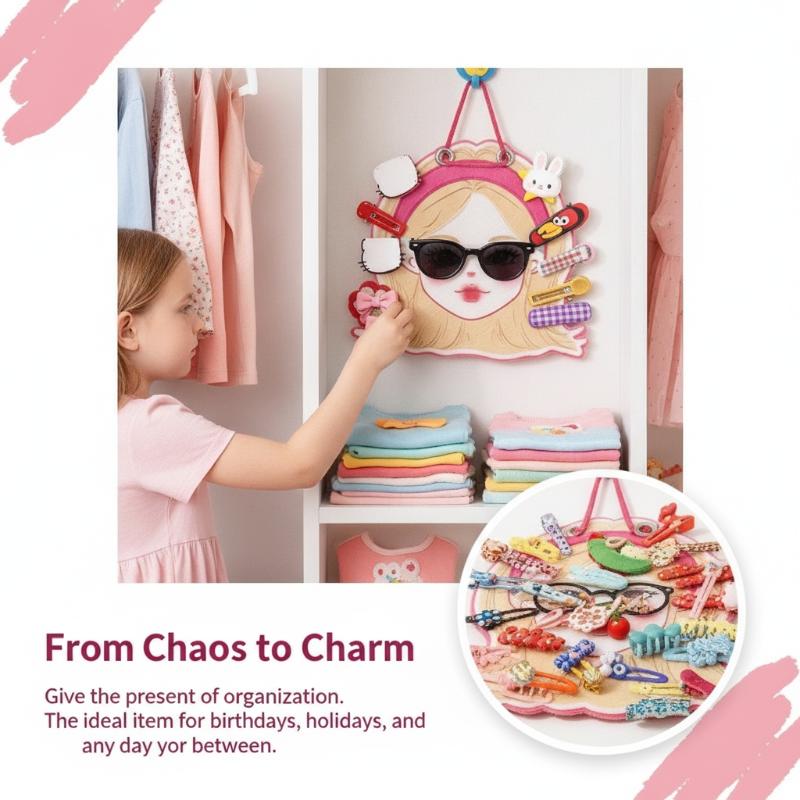 Wall Hanging Felt Glasses Hair Clip Holder Cartoon Space Saving Kawaii Sunglass Shelf For Bathroom