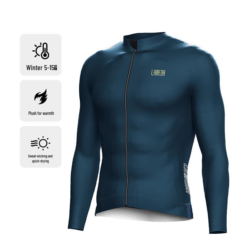 

Флисовая теплая велосипедная джерси Lampaida для мужчин и женщин - с длинным рукавом, 5-15°C, осенне-зимний топ для шоссейного велосипеда. Small