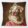 European Vintage Royal King Dog In Costume Animals Poster Cushion Cover Schnauzer Decorative Pillow Case