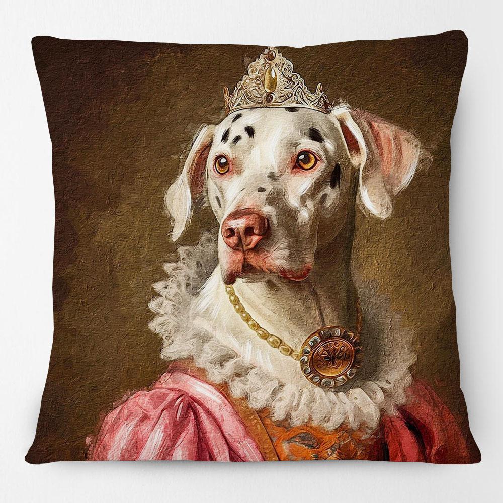 European Vintage Royal King Dog In Costume Animals Poster Cushion Cover Schnauzer Decorative Pillow Case