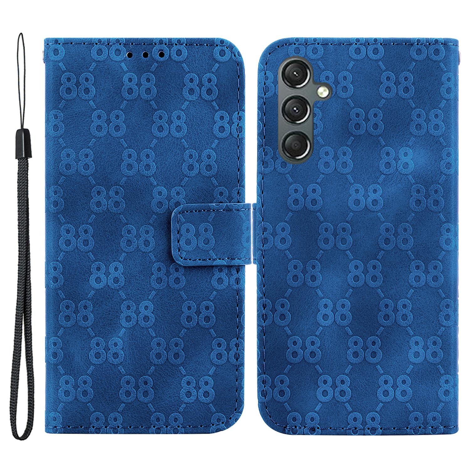 

Для Samsung Galaxy A25 5G (Глобальний) (161,0 x 76,5 x 8,3 мм) Шкіряний чохол-підставка для гаманця з подвійним відбитком у формі вісімки Dark Blue