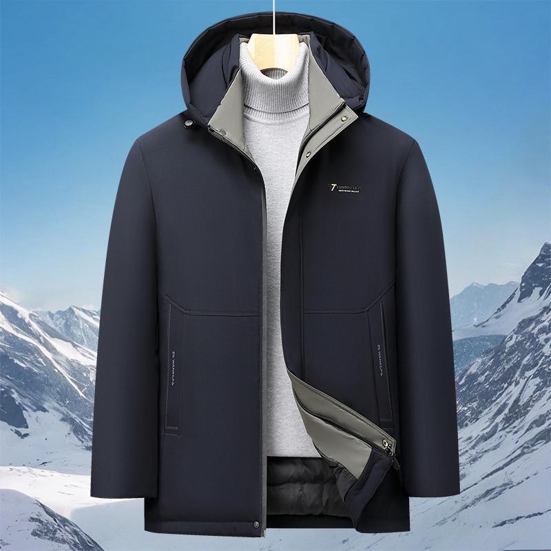 Woodpecker Men's Warm Hooded Cotton Jacket - Winter 2025 Fleece-Lined Thick Coat