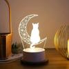 Creative Moon Cat Figure Nightlight Acrylic Table Lamp Sleep Light Sleep Lights  Bedside