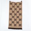 GUCCI [Excellent Condition] 598993 3GC15 GG Glitter Jacquard Fringe Scarf 45 x 76.8" Beige / dark brownUsed