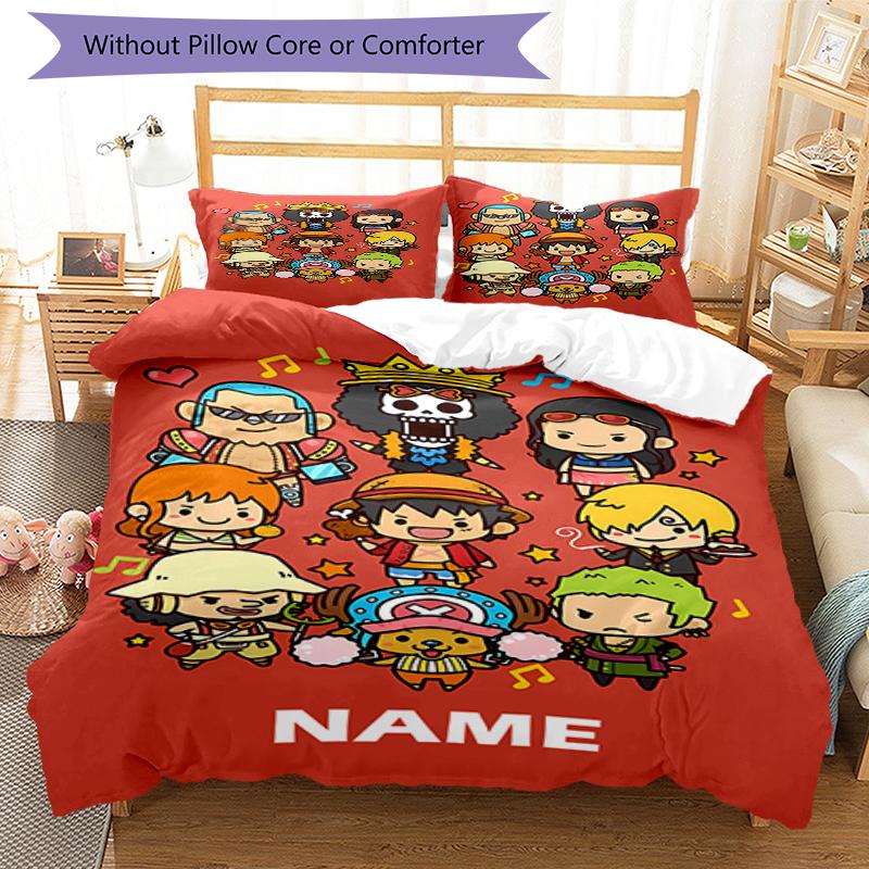 3pcs Custom Name One Piece Bedding Set Duvet Cover Closure Includes 1 Duvet Cover & 2 Pillowcases, Soft and Comfortable for All Seasons.