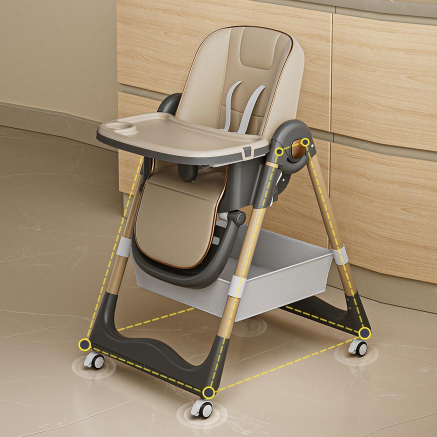High Chair, Children's Folding Feeding Chair with a Table, with Wheels