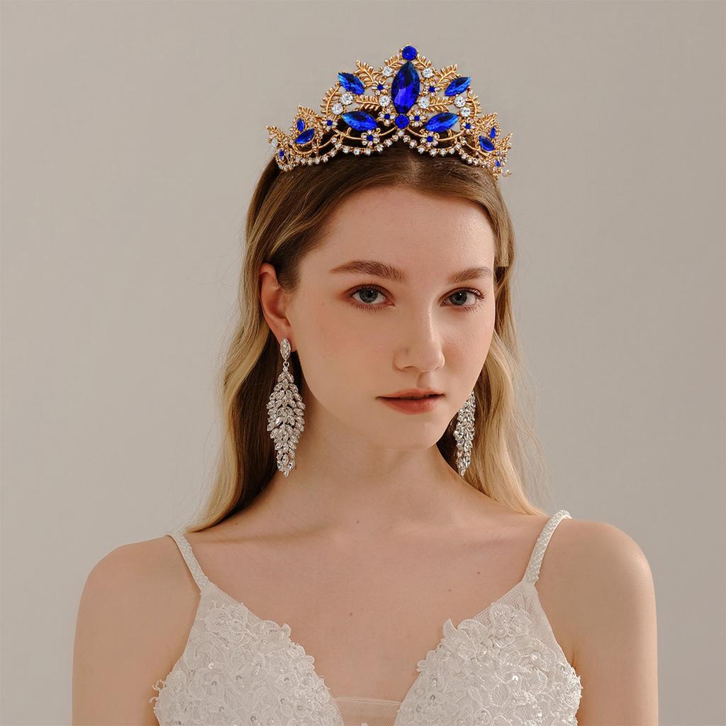 Prinsesshårdiadem Kristallkrona Huvudbonad för Kvinnor och Flickor Bröllop Strass Drottninghuvudbonad Bröllopskrona Rekvisita