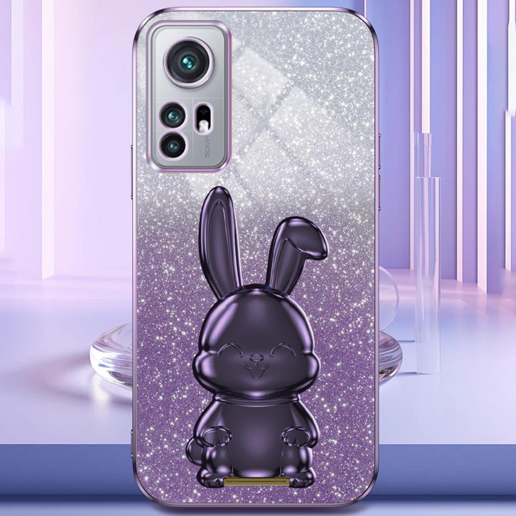 For Xiaomi 12 Pro 5G/12S Pro 5G/12 Pro (Dimensity) 5G PC+TPU Phone Case Cute Rabbit Pull-out Kickstand Cover