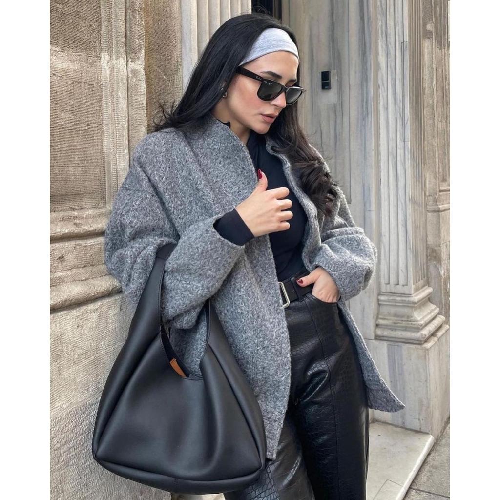 2025 New Women's Casual Color Stand Collar Single Breasted Long Sleeve Coat with Big Pockets Loose Comfortable Outerwear for Europe and America