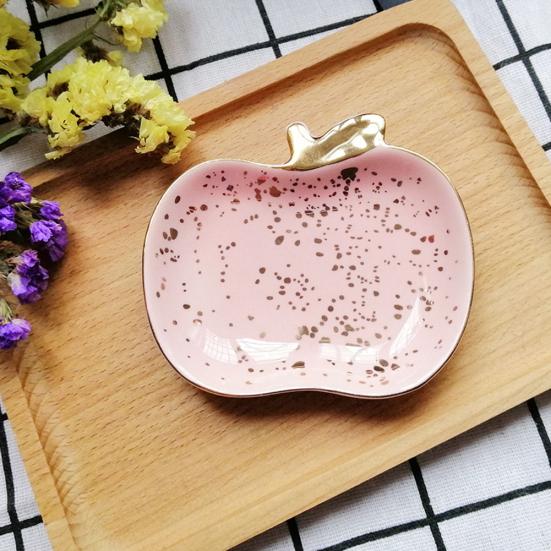 Ceramic Watermelon Apples Shape Earrings Necklace Jewelry Storage Dish Plate