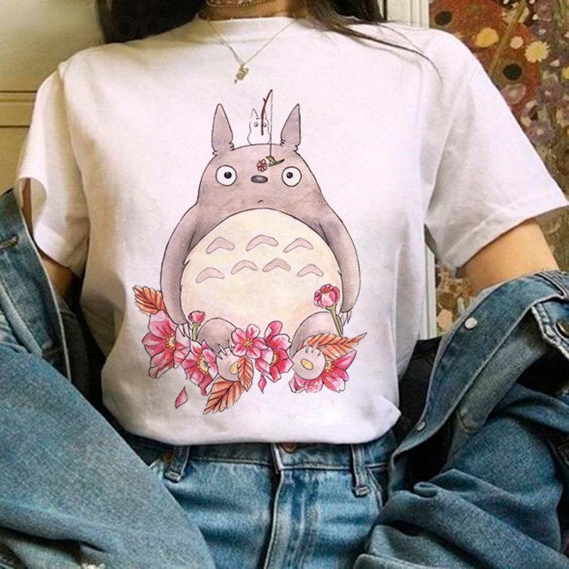 Cartoon Totoro Anime Series Printing, Summer Campus Large Size Men's and Women's Short Sleeve Anime T-shirt