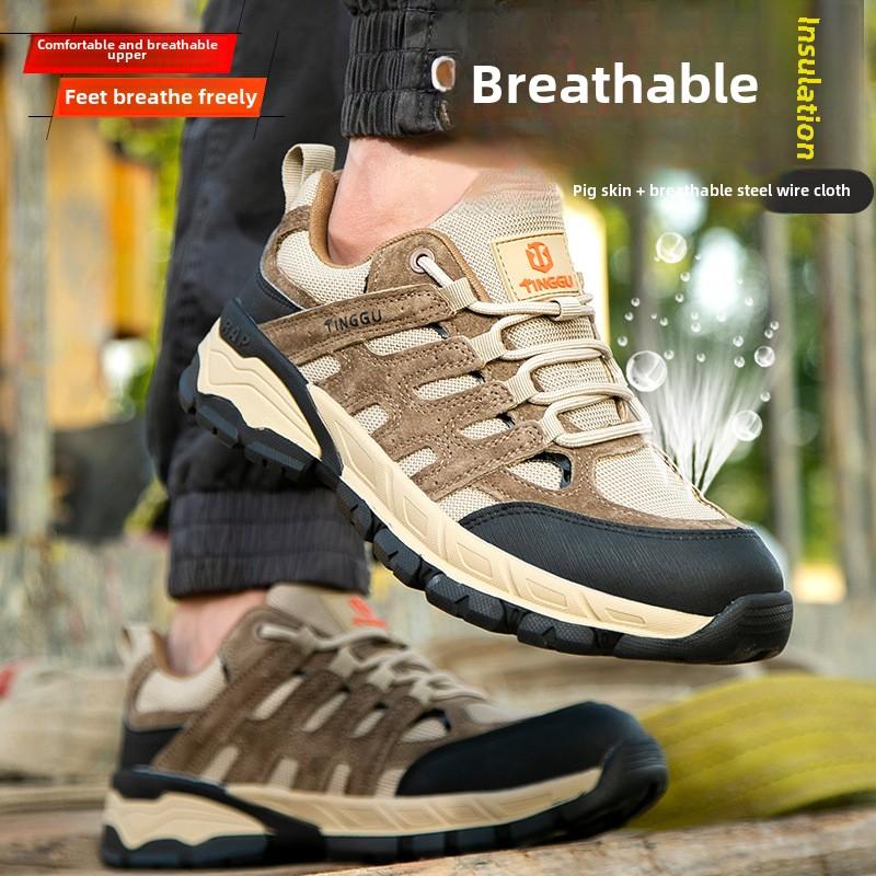 Labor Insurance Shoes for Men, Breathable Lightweight Insulated Shoes, Electricians with Anti-smash, Anti-puncture Wear-resistant Anti-odor Work Shoes