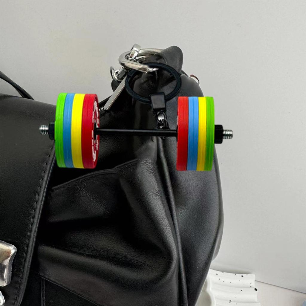 Fashionable Sturdy PVC Barbell Keychain Portable Gym Gifts Accessory for Fitness Enthusiasts and Bodybuilding Lovers