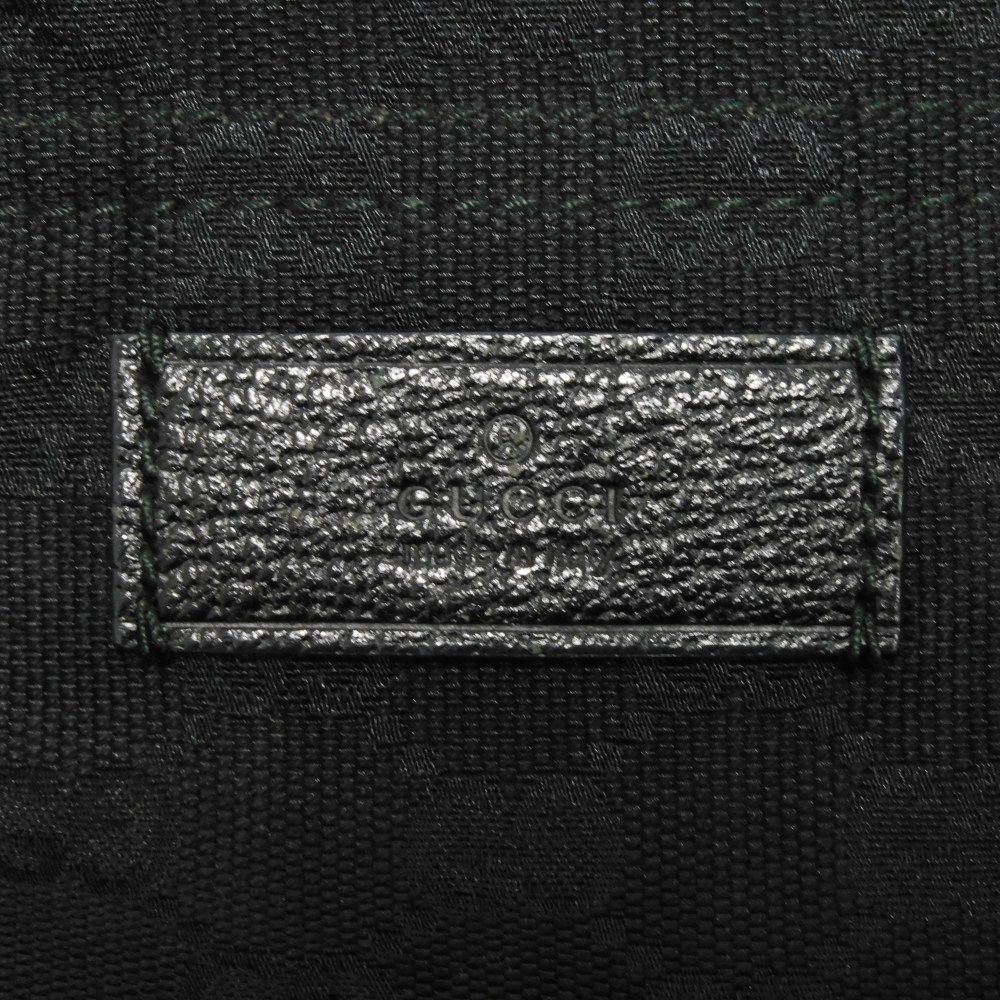 Used 9539 GG Canvas Tote 189669 7924 A4 Cotton Calfskin Web Stripe Green Red Logo Embossed Black Unisex from Japan