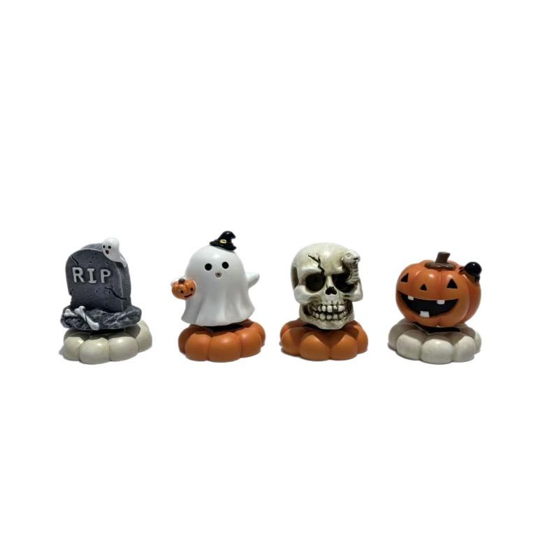 New Halloween Resin Figurine - Ghost Pumpkin Skull Tombstone - Creative Desktop Decoration
