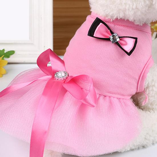 Summer Bowknot Design Party Wedding Dog Puppy Princess Dress Pet Skirt Costume